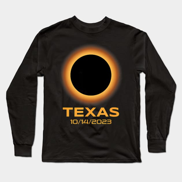 Annular Solar Eclipse October 2023 Texas Astronomy Long Sleeve T-Shirt by SanJKaka